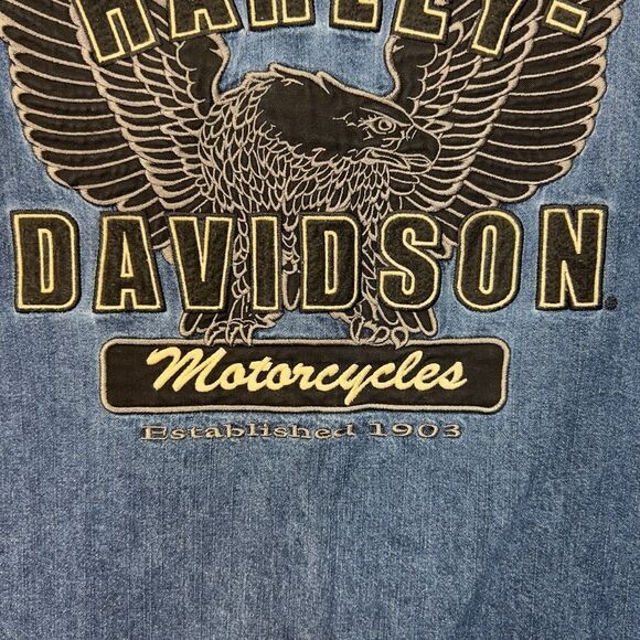 HARLEY DAVIDSON EMBROIDERED DENIM VEST xl - Picture 9 of 16